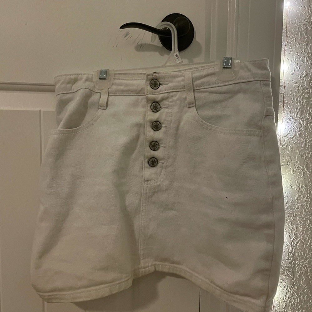 john galt (brandy melville) mini white denim skirt